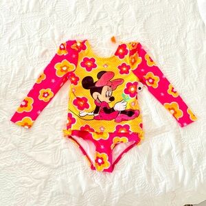 New!!!!Disney Minnie Mouse Rash Guard Deluxe Swimsuit  2 pc UPF 50+ Girls U pick